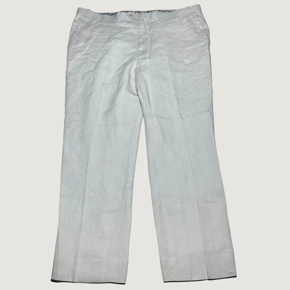 Ralph Ralph Lauren Dress Pants Mens 44R (44x30) 100% Linen Flat Front Beige